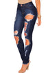 Sexy Dark Denim Destroyed Frayed Hem Skinny Jeans